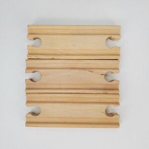 3pc Wooden Railway Straight Track Female to Female Connectors 4.25 Inch Natural